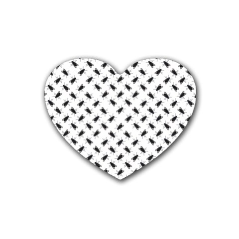 Fly Phot Motif Seamless Black And White Pattern Rubber Coaster (Heart) from ArtsNow.com Front