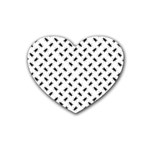 Fly Phot Motif Seamless Black And White Pattern Rubber Coaster (Heart)