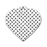 Fly Phot Motif Seamless Black And White Pattern Dog Tag Heart (One Side)