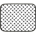 Fly Phot Motif Seamless Black And White Pattern Fleece Blanket (Mini)