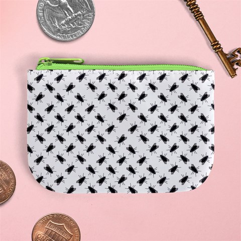 Fly Phot Motif Seamless Black And White Pattern Mini Coin Purse from ArtsNow.com Front