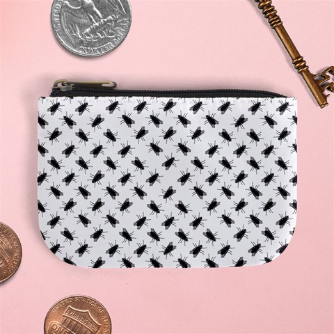 Fly Phot Motif Seamless Black And White Pattern Mini Coin Purse from ArtsNow.com Front