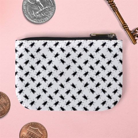 Fly Phot Motif Seamless Black And White Pattern Mini Coin Purse from ArtsNow.com Back