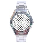 Fly Phot Motif Seamless Black And White Pattern Stainless Steel Analogue Watch