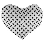 Fly Phot Motif Seamless Black And White Pattern Large 19  Premium Heart Shape Cushions