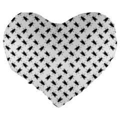 Fly Phot Motif Seamless Black And White Pattern Large 19  Premium Heart Shape Cushions from ArtsNow.com Back