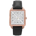 Fly Phot Motif Seamless Black And White Pattern Rose Gold Leather Watch 