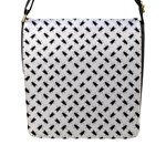 Fly Phot Motif Seamless Black And White Pattern Flap Closure Messenger Bag (L)