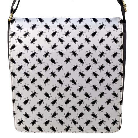 Fly Phot Motif Seamless Black And White Pattern Flap Closure Messenger Bag (S) from ArtsNow.com Front