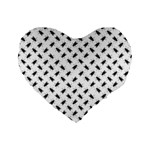 Fly Phot Motif Seamless Black And White Pattern Standard 16  Premium Flano Heart Shape Cushions