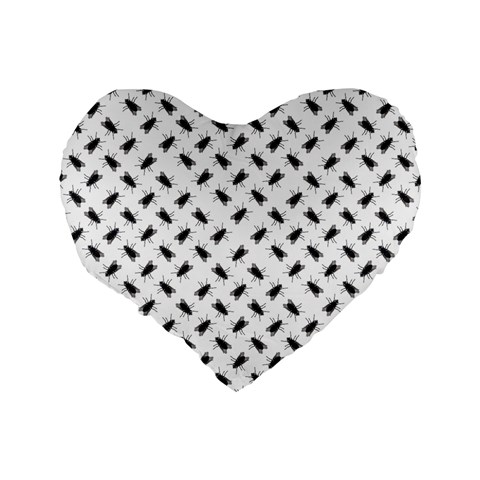 Fly Phot Motif Seamless Black And White Pattern Standard 16  Premium Flano Heart Shape Cushions from ArtsNow.com Back