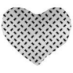 Fly Phot Motif Seamless Black And White Pattern Large 19  Premium Flano Heart Shape Cushions