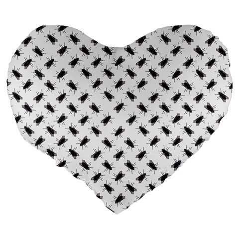 Fly Phot Motif Seamless Black And White Pattern Large 19  Premium Flano Heart Shape Cushions from ArtsNow.com Back