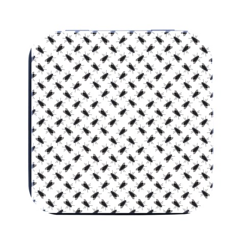 Fly Phot Motif Seamless Black And White Pattern Square Metal Box (Black) from ArtsNow.com Front