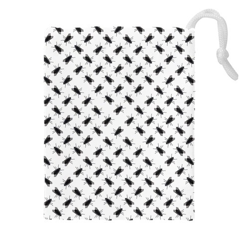 Fly Phot Motif Seamless Black And White Pattern Drawstring Pouch (5XL) from ArtsNow.com Front