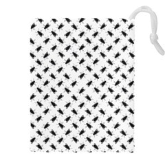 Fly Phot Motif Seamless Black And White Pattern Drawstring Pouch (5XL) from ArtsNow.com Front