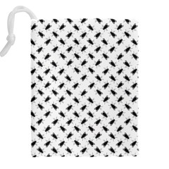 Fly Phot Motif Seamless Black And White Pattern Drawstring Pouch (5XL) from ArtsNow.com Back