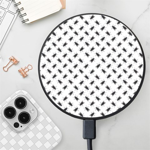 Fly Phot Motif Seamless Black And White Pattern Wireless Fast Charger(Black) from ArtsNow.com Front