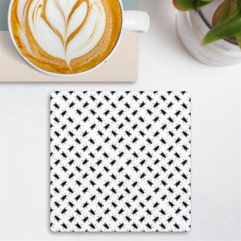 Fly Phot Motif Seamless Black And White Pattern UV Print Square Tile Coaster  from ArtsNow.com Front