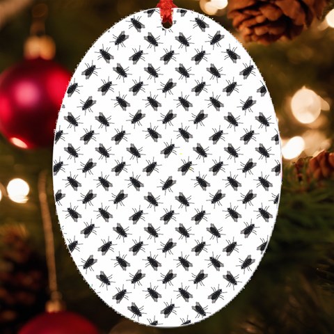 Fly Phot Motif Seamless Black And White Pattern UV Print Acrylic Ornament Oval from ArtsNow.com Front