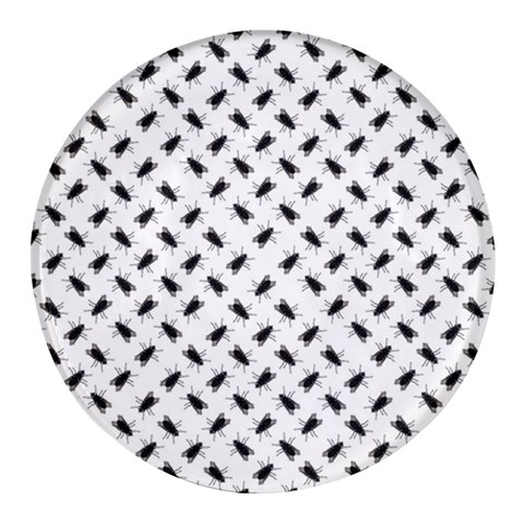 Fly Phot Motif Seamless Black And White Pattern Round Glass Fridge Magnet (4 pack) from ArtsNow.com Front