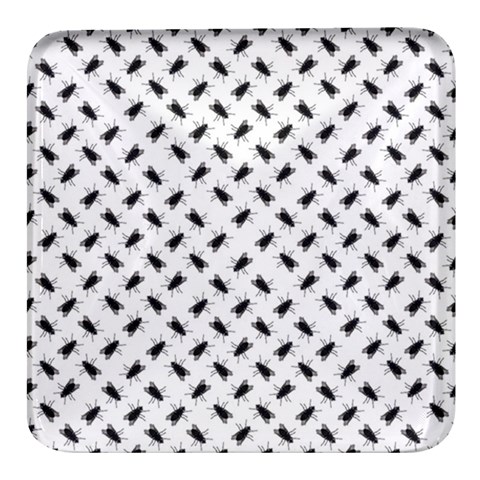 Fly Phot Motif Seamless Black And White Pattern Square Glass Fridge Magnet (4 pack) from ArtsNow.com Front