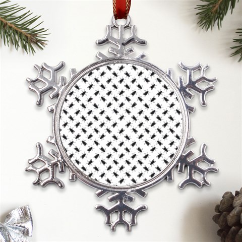 Fly Phot Motif Seamless Black And White Pattern Metal Large Snowflake Ornament from ArtsNow.com Front