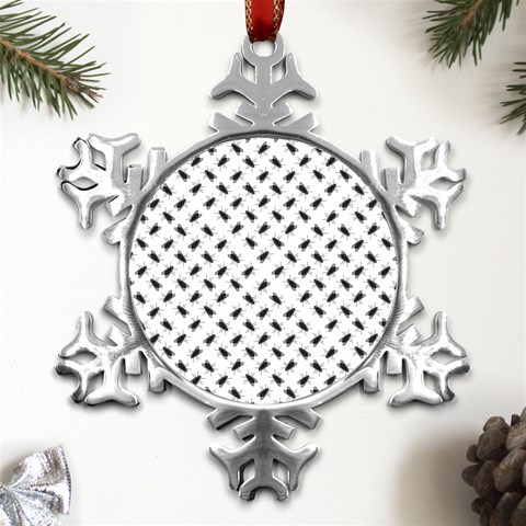 Fly Phot Motif Seamless Black And White Pattern Metal Small Snowflake Ornament from ArtsNow.com Front