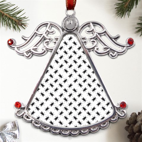 Fly Phot Motif Seamless Black And White Pattern Metal Angel with Crystal Ornament from ArtsNow.com Front