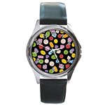 Ecstasy pills pattern Round Metal Watch