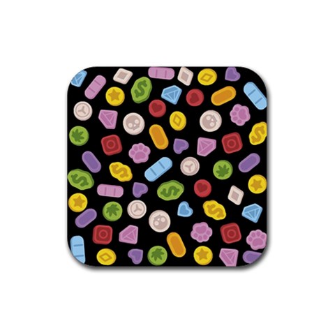 Ecstasy pills pattern Rubber Coaster (Square) from ArtsNow.com Front