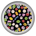 Ecstasy pills pattern Wall Clock (Silver)