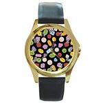 Ecstasy pills pattern Round Gold Metal Watch