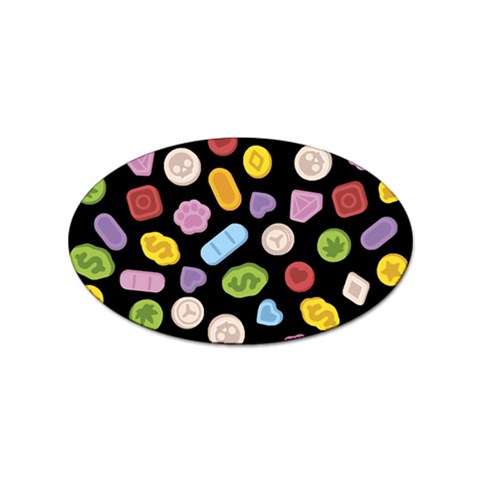 Ecstasy pills pattern Sticker Oval (10 pack) from ArtsNow.com Front