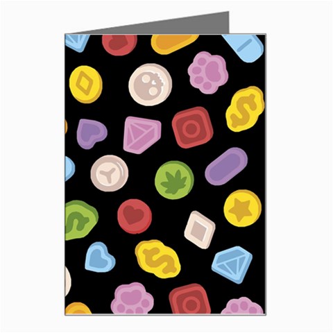 Ecstasy pills pattern Greeting Card from ArtsNow.com Left