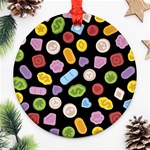 Ecstasy pills pattern Round Ornament (Two Sides)