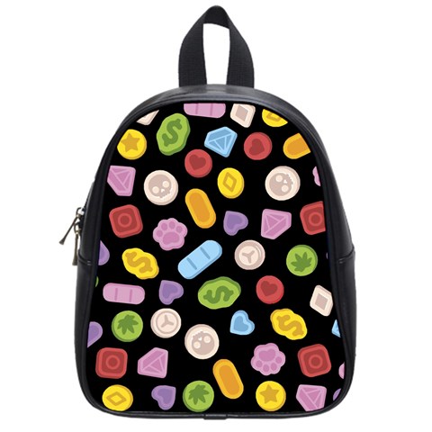 Ecstasy pills pattern School Bag (Small) from ArtsNow.com Front