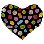 Ecstasy pills pattern Large 19  Premium Heart Shape Cushions