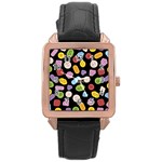 Ecstasy pills pattern Rose Gold Leather Watch 