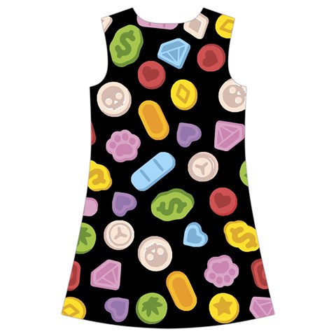 Ecstasy pills pattern Kids  Short Sleeve Velvet Dress from ArtsNow.com Back