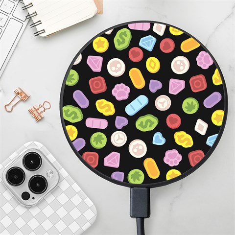 Ecstasy pills pattern Wireless Fast Charger(Black) from ArtsNow.com Front