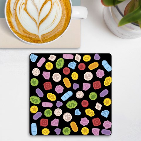 Ecstasy pills pattern UV Print Square Tile Coaster  from ArtsNow.com Front