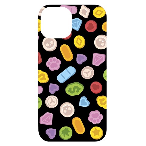 Ecstasy pills pattern iPhone 14 Black UV Print Case from ArtsNow.com Front