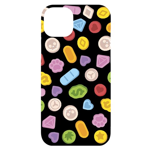 Ecstasy pills pattern iPhone 14 Plus Black UV Print Case from ArtsNow.com Front