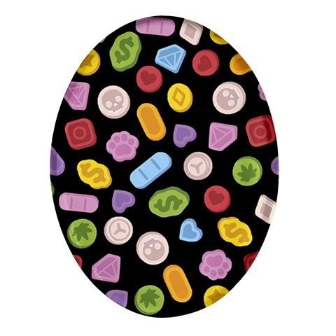 Ecstasy pills pattern Oval Glass Fridge Magnet (4 pack) from ArtsNow.com Front