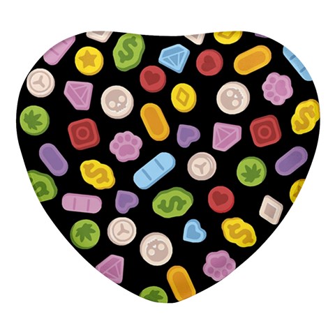 Ecstasy pills pattern Heart Glass Fridge Magnet (4 pack) from ArtsNow.com Front