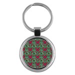 Retro 1880s Flowers Pattern 3 Key Chain (Round)