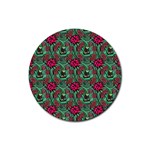 Retro 1880s Flowers Pattern 3 Rubber Coaster (Round)