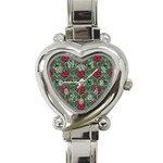 Retro 1880s Flowers Pattern 3 Heart Italian Charm Watch