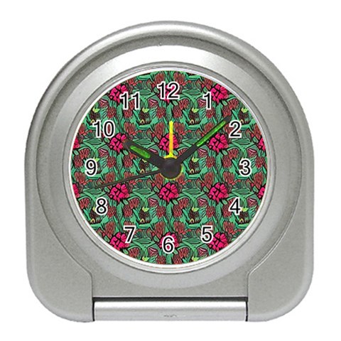 Retro 1880s Flowers Pattern 3 Travel Alarm Clock from ArtsNow.com Front